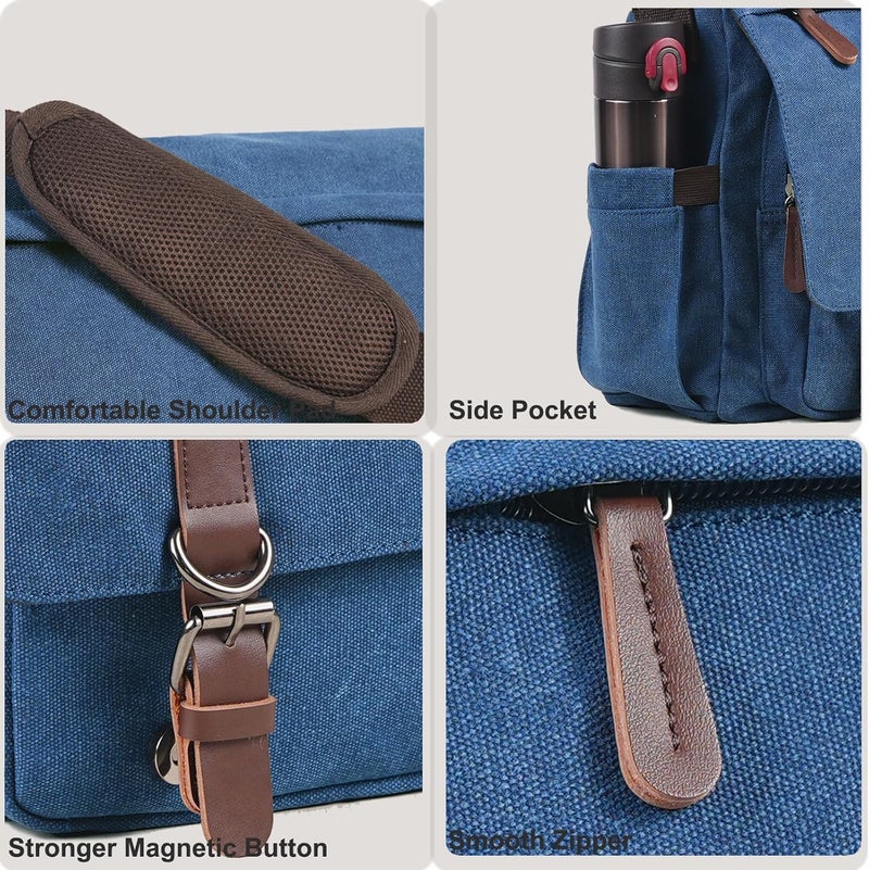 Mactso Canvas Messenger Bag for Men Women,Travel Satchel Shoulder bag 15.6 Inch Laptop Bag briefcase Business - Image 4